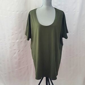 Ava & Viv Green & Pink T-Shirts with Round Neck & Loose Fit, Size: 3X